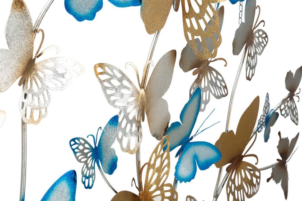 Pillangós fali dekoráció, arany, kék - papillons - butopêa